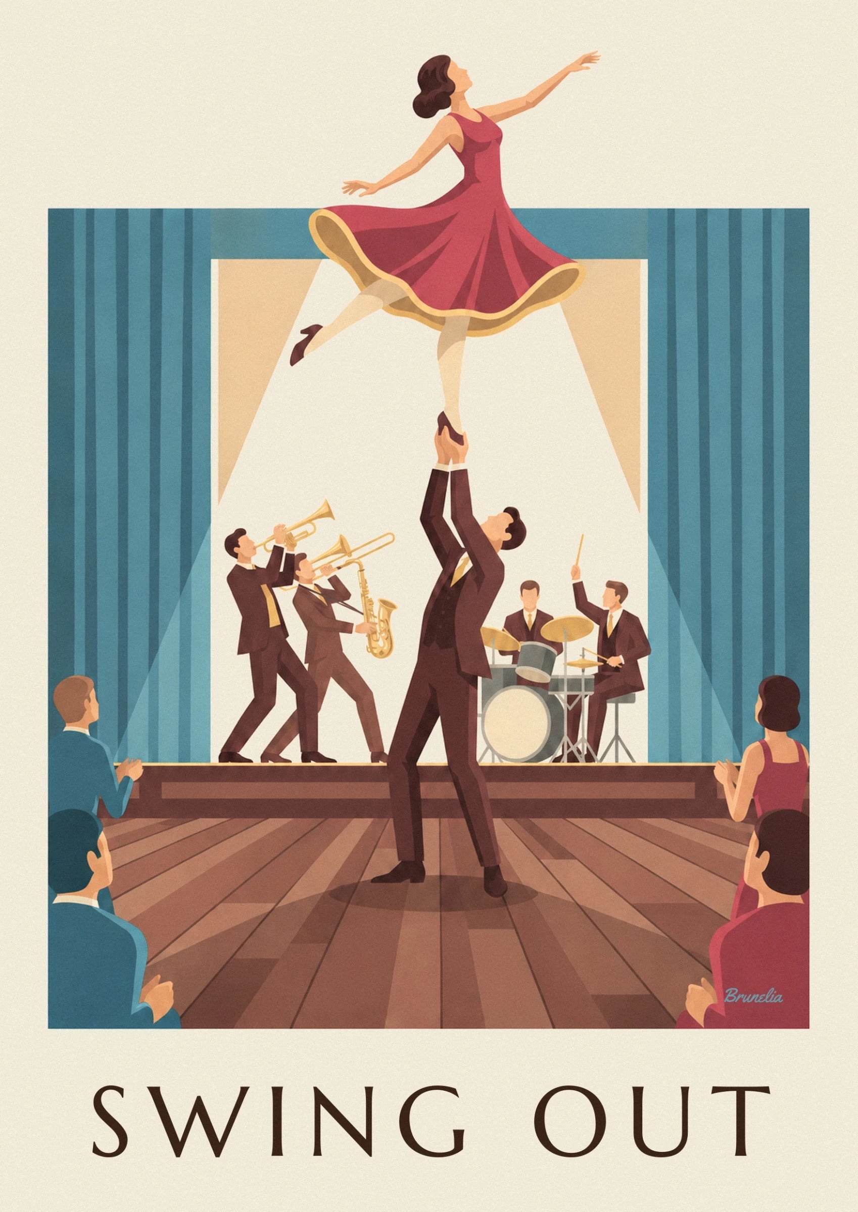 Poster Swing-Tanzpaar in einem Ballsaal: Detail in Nahaufnahme