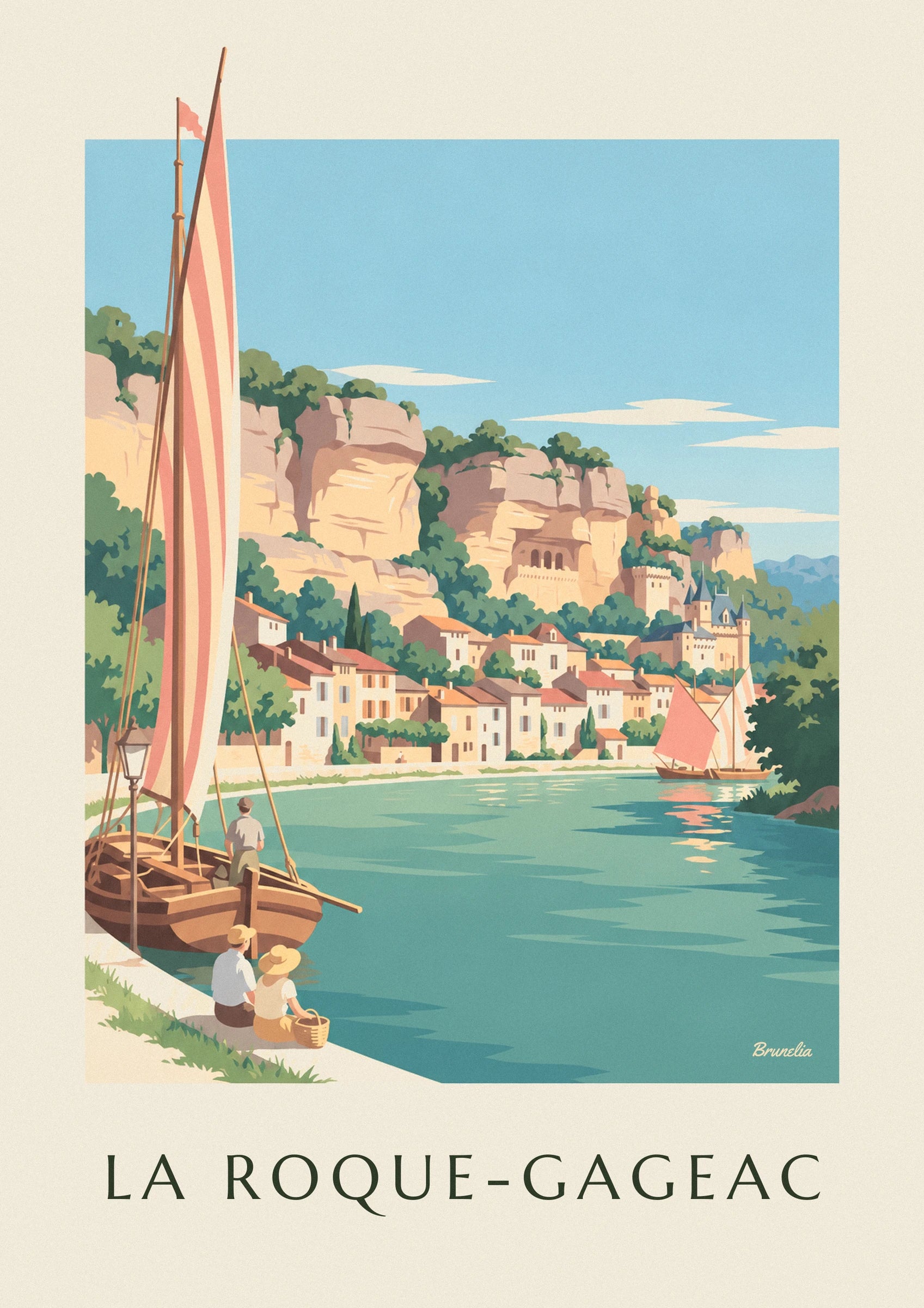 La Roque-Gageac village on the Dordogne poster: close-up detail