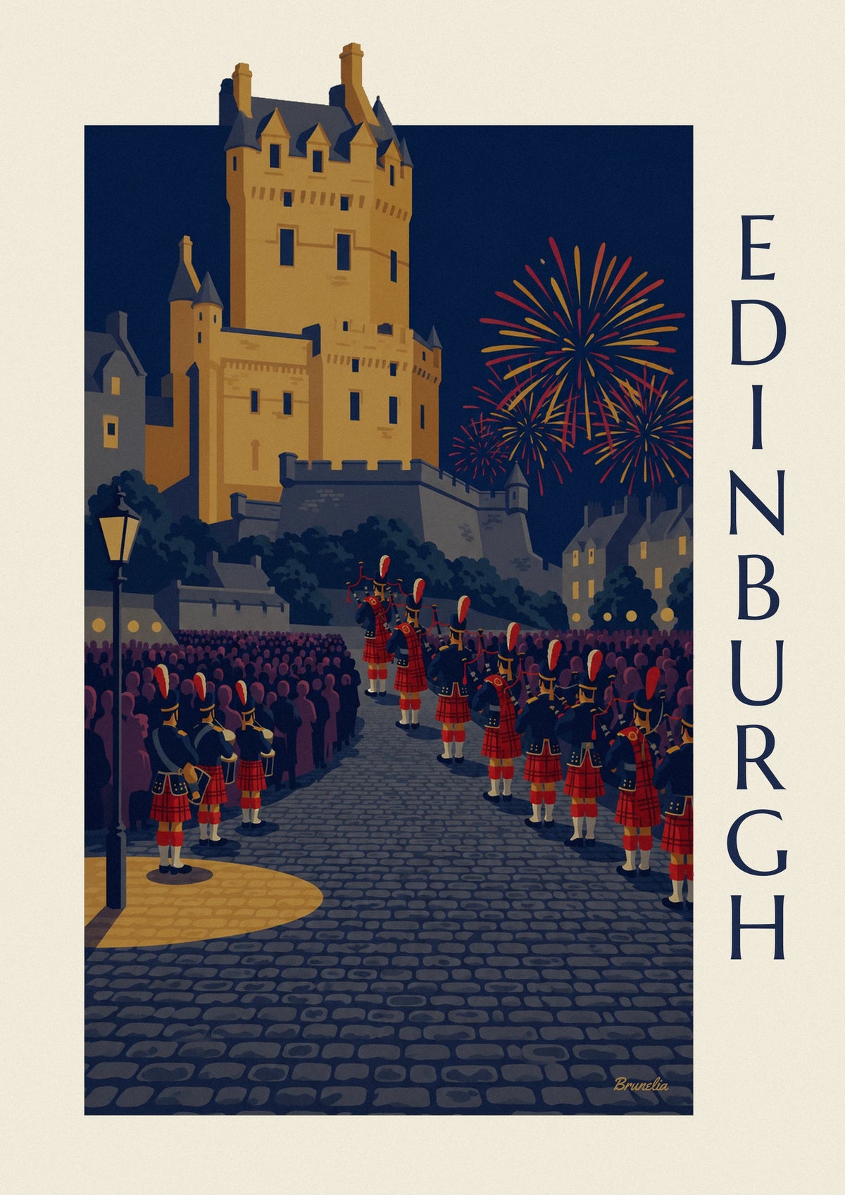 Poster Edinburgh Castle und Military Tattoo bei Nacht