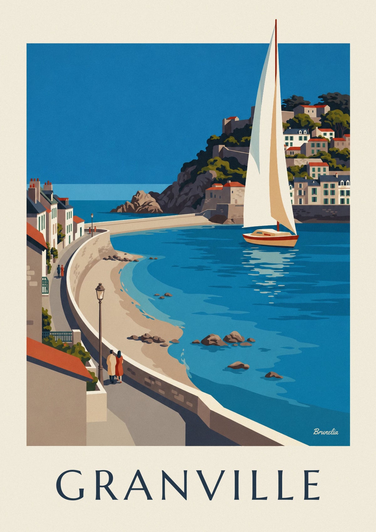 Poster Strandpromenade und normannische Villen in Granville