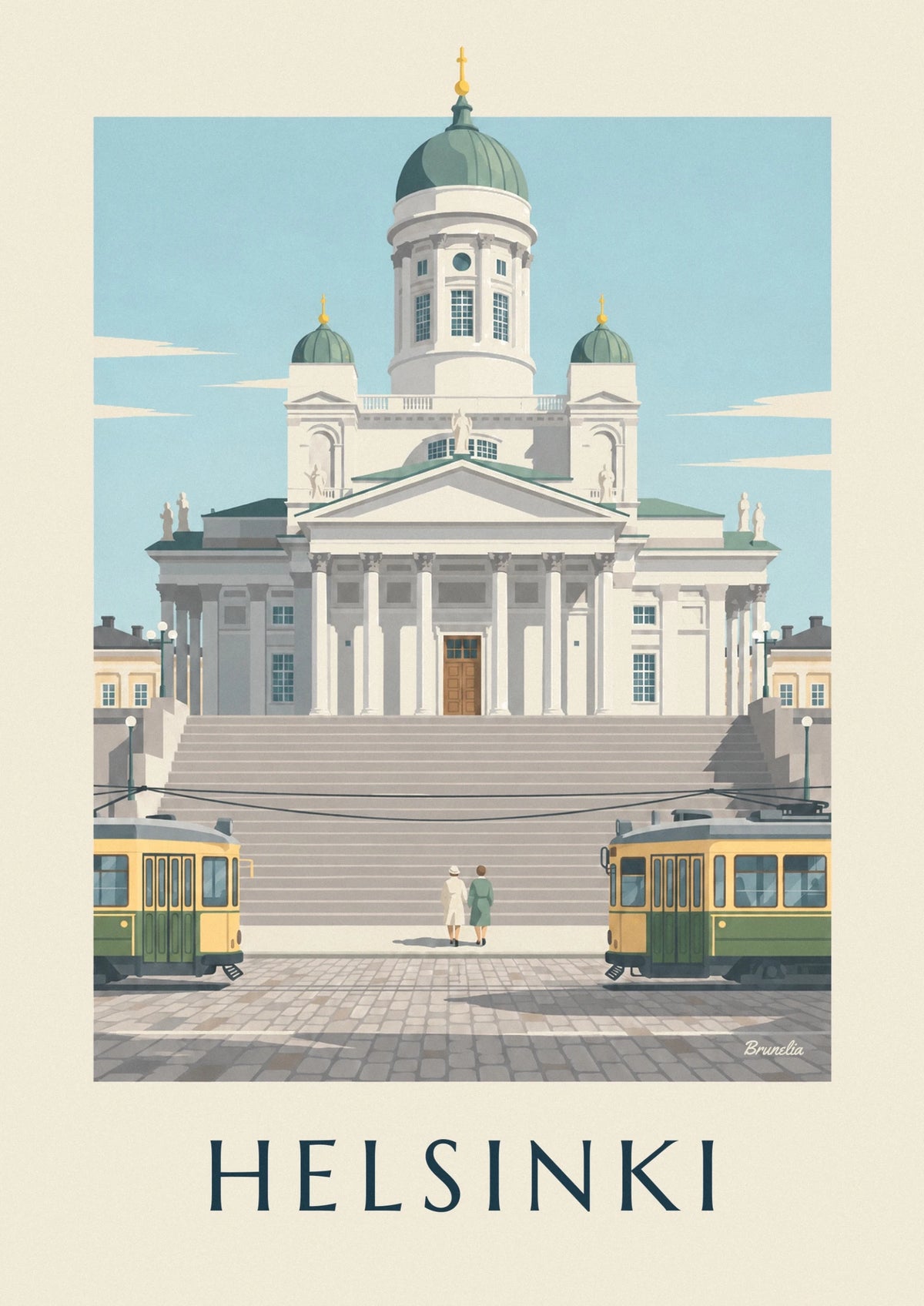 Poster Straßenbahn und Lutherische Kathedrale in Helsinki
