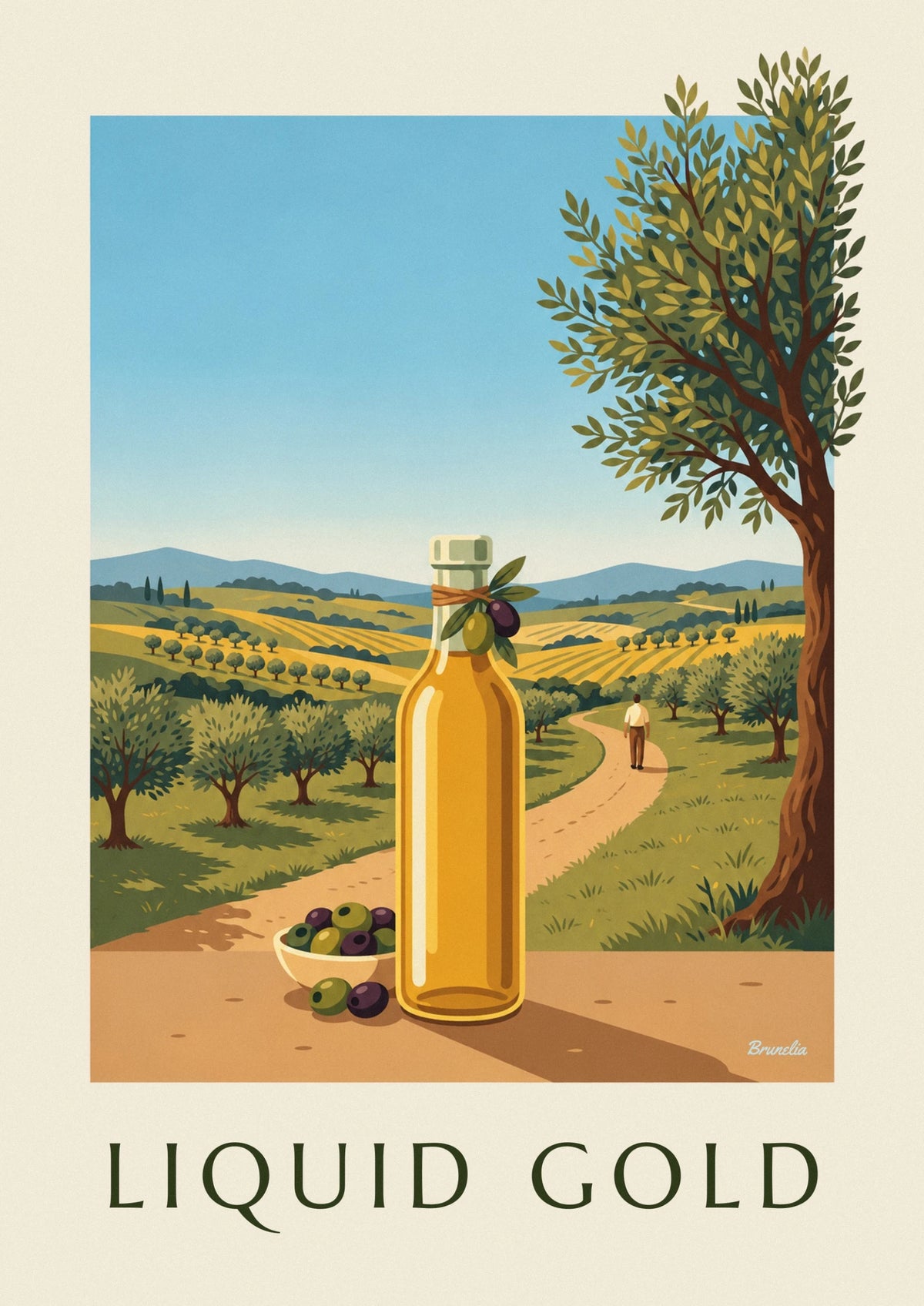 Poster Olivenöl extra vergine und Oliven