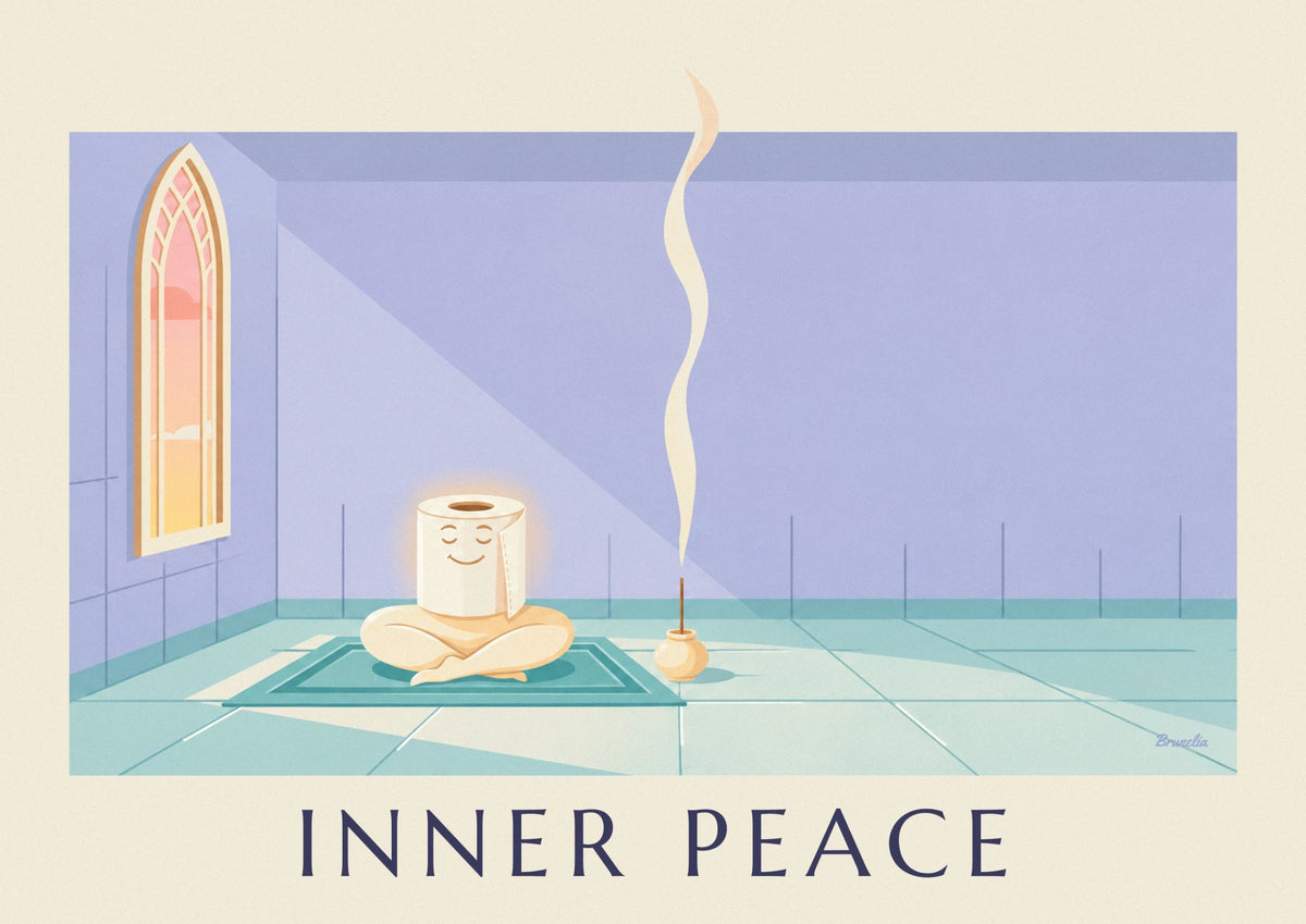 Meditating zen toilet paper roll poster
