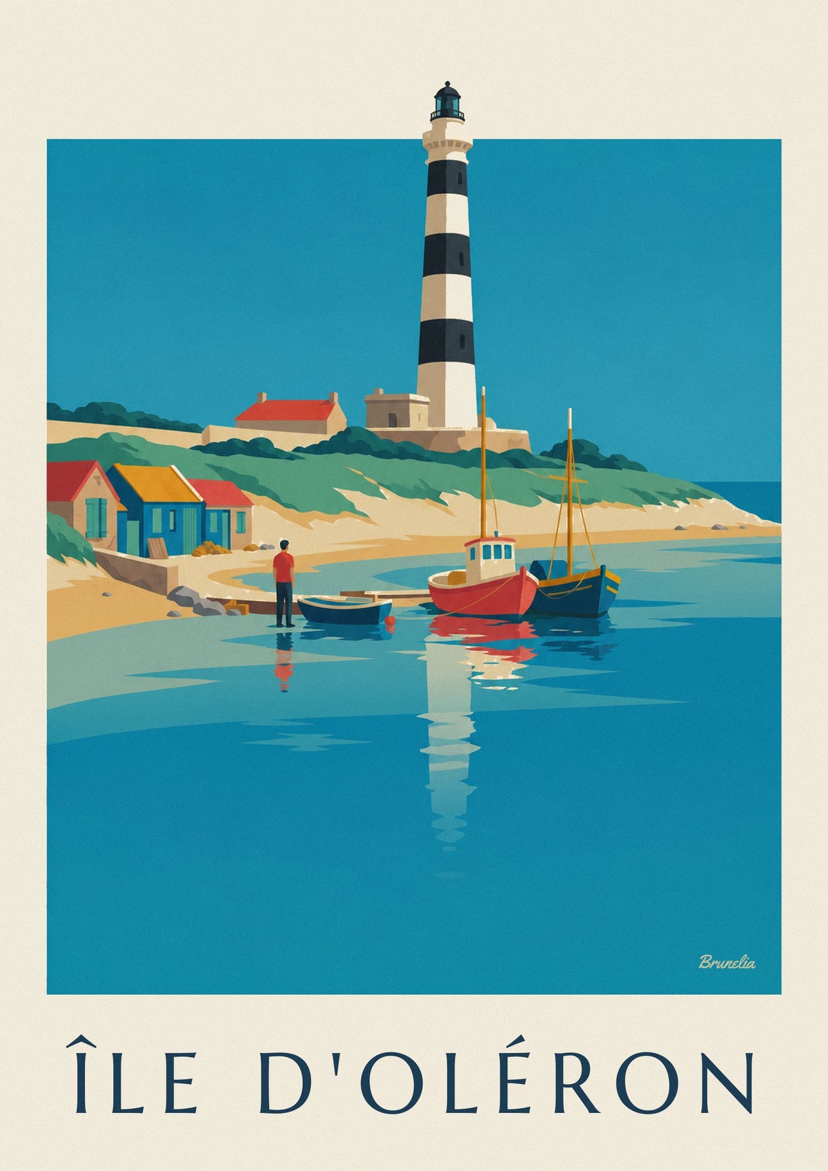 Poster Île d'Oléron, bunte Häuser am Meer
