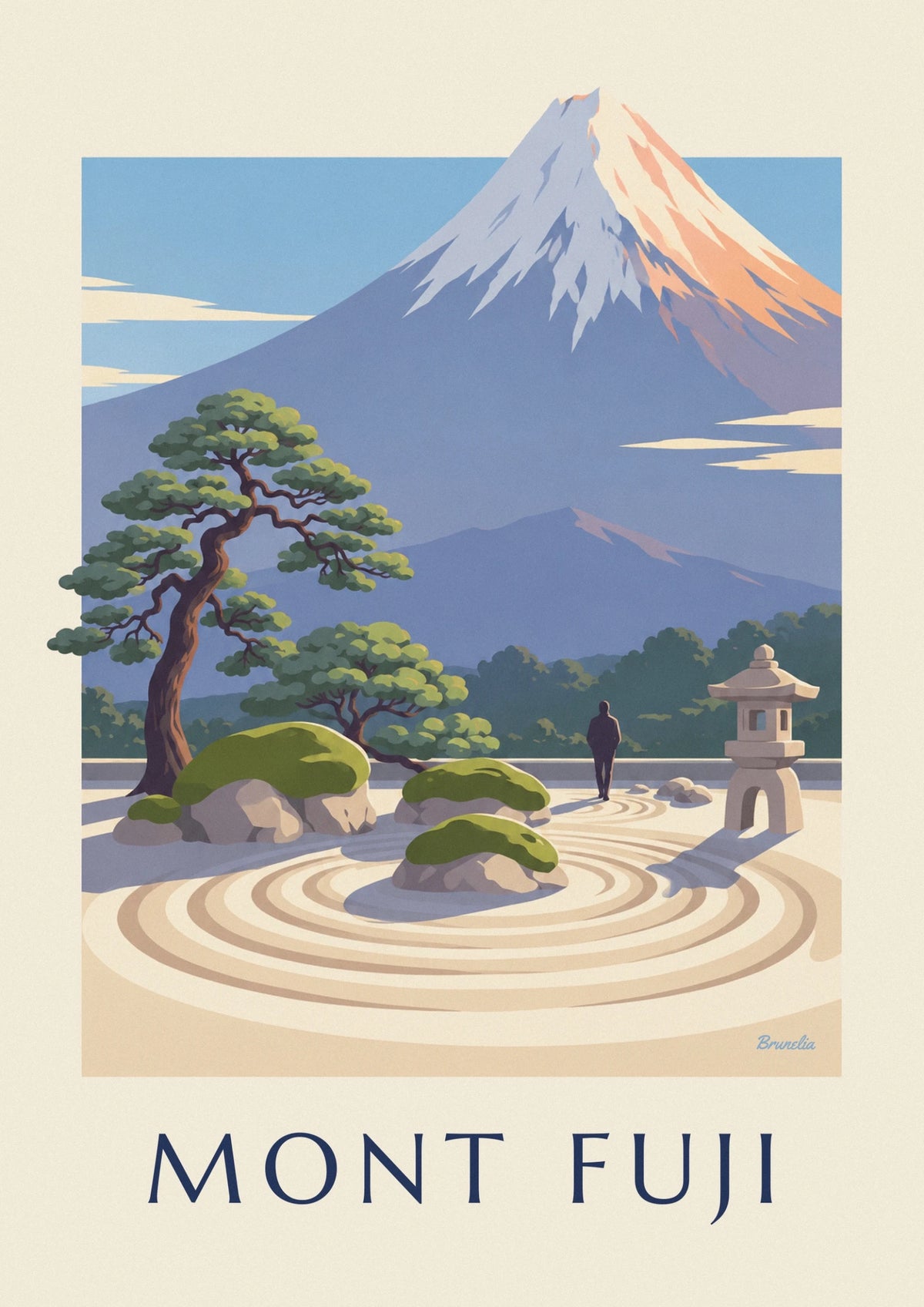 Poster japanischer Zen-Garten vor dem Fuji