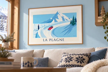 Poster olympische Bobbahn von La Plagne: gerahmt an der Wand