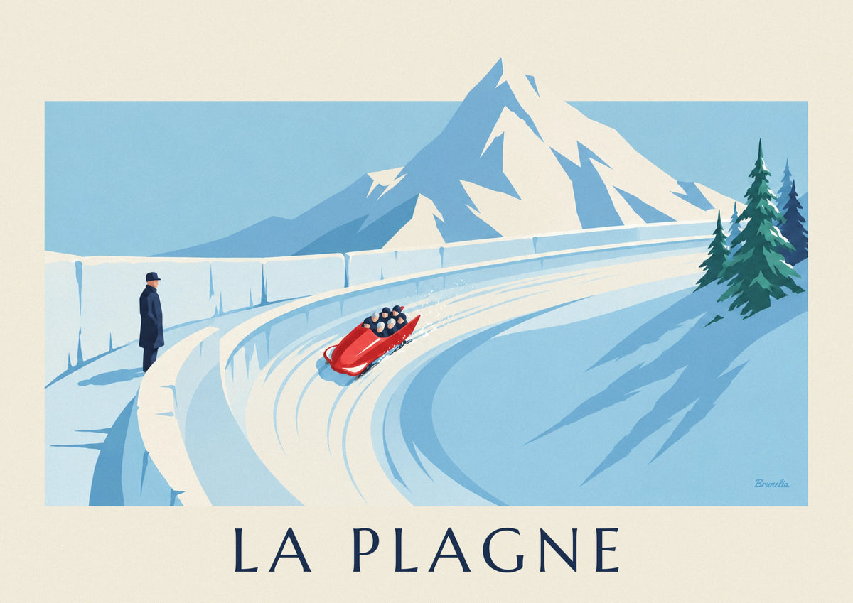 La Plagne Olympic bobsled track poster
