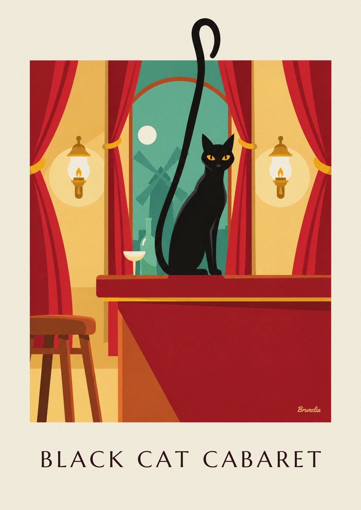 Affiche cabaret Le Chat Noir et son chat noir à Montmartre