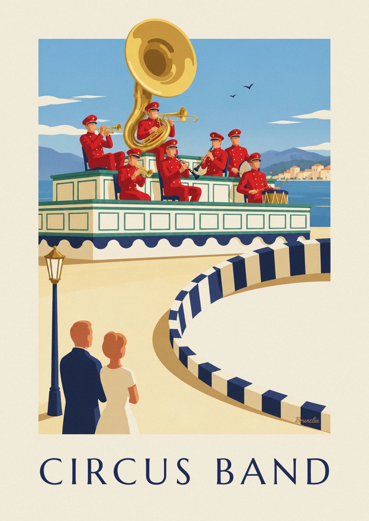 Poster Zirkusorchester beim Spielen auf seiner geschmückten Bühne