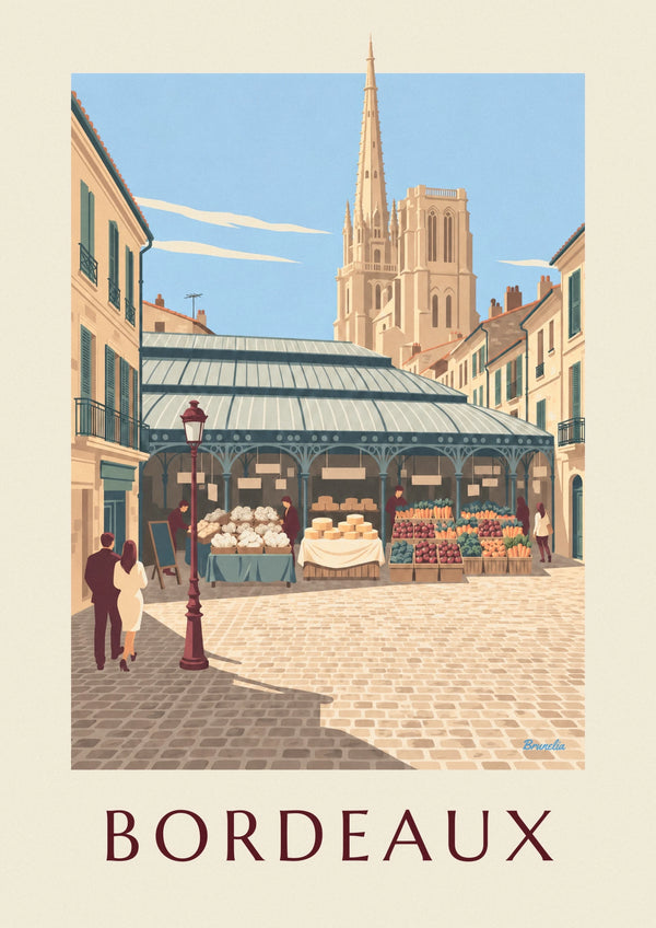 Poster Marché des Capucins in Bordeaux und Flèche Saint-Michel