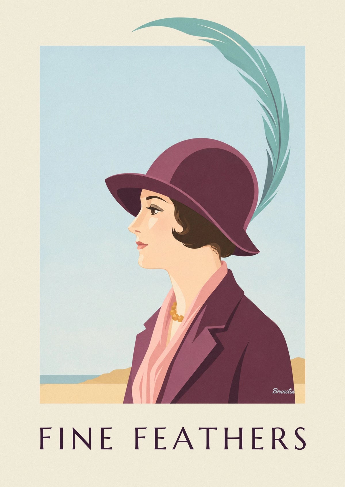 Poster elegante Frau mit Hut und langer Feder