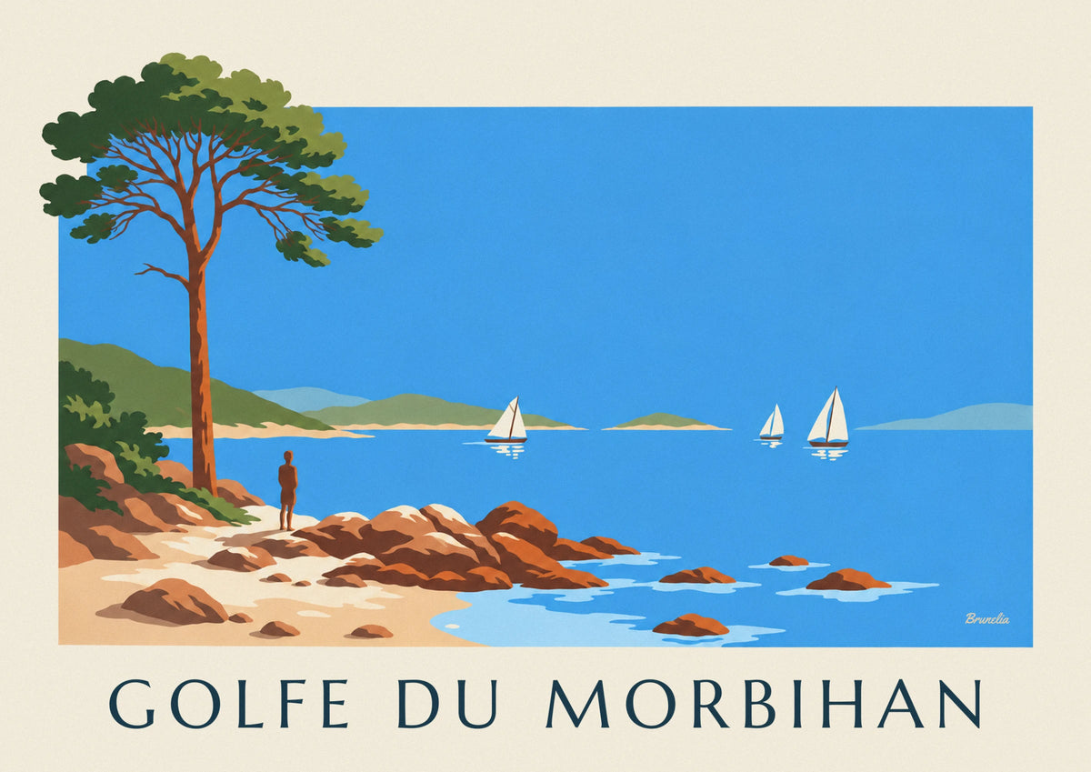 Poster Golf von Morbihan, Inseln und Segelboote