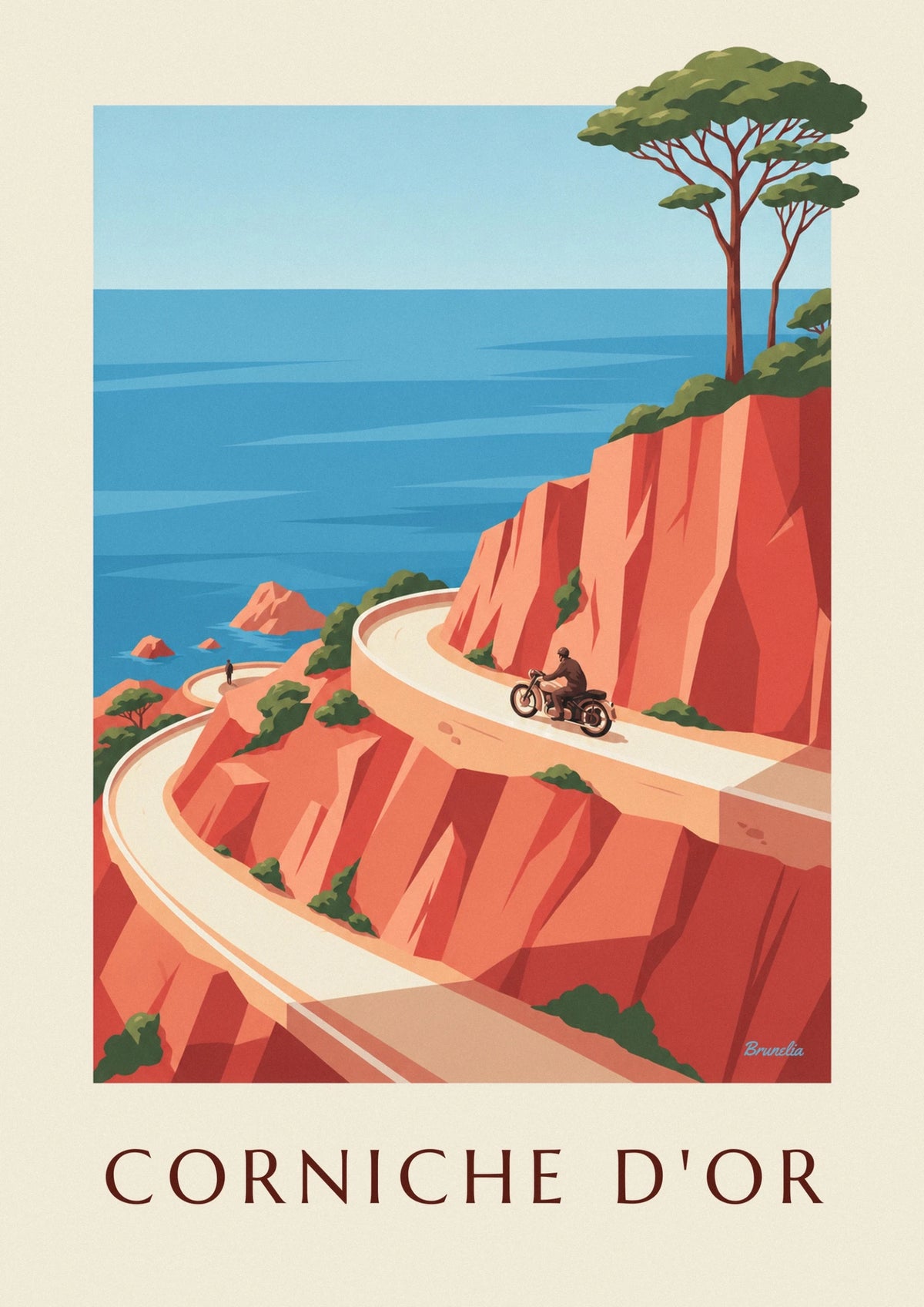 Motorcycle on the Corniche d'Or road in the Estérel poster