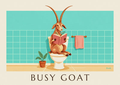 Lustiges Poster Ziege, die auf der Toilette liest: das ganze Poster