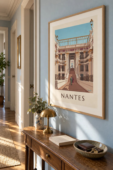 Affiche passage Pommeraye et ses galeries à Nantes : encadrée au mur