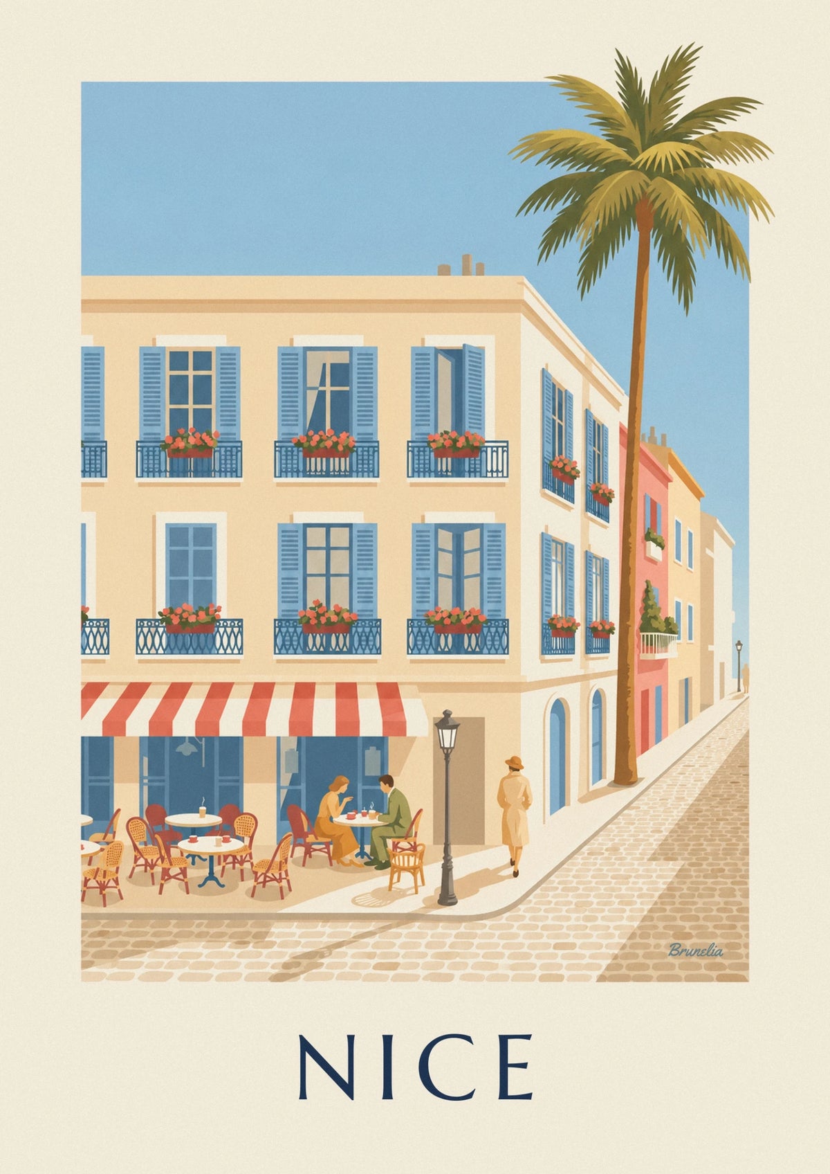 Poster Terrasse und schmiedeeiserne Balkone in Nizza