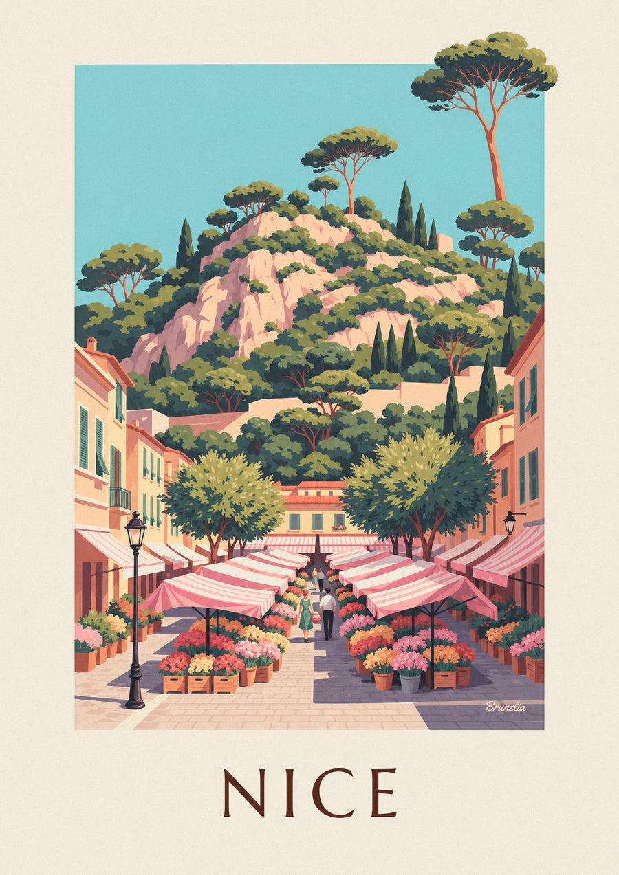 Cours Saleya flower market in Nice poster