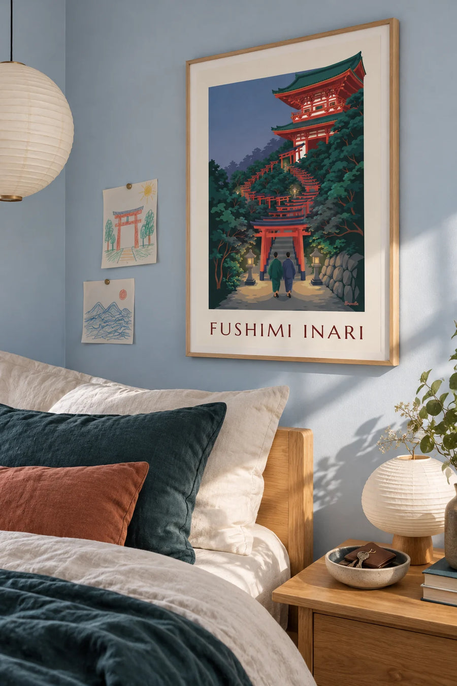 Poster Torii-Allee des Fushimi Inari in Kyoto: gerahmt an der Wand