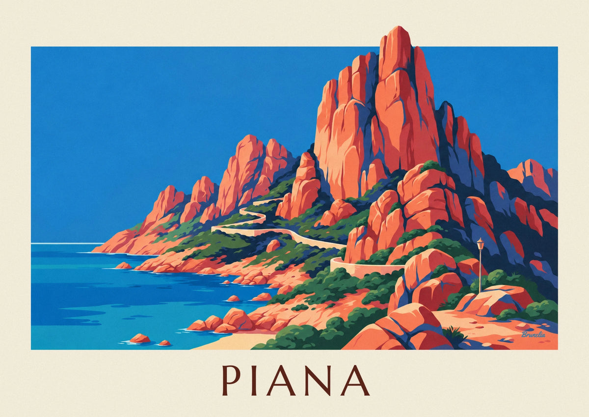 Poster Calanche von Piana auf Korsika über dem Golf von Porto