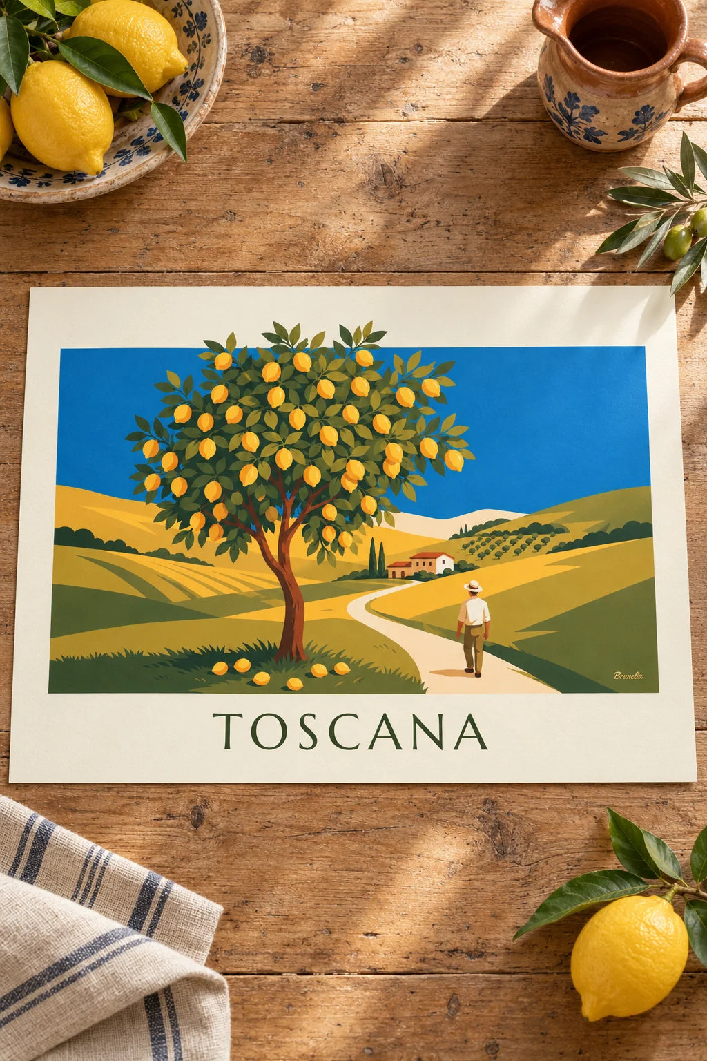 Küche: Poster Zitronenbaum in einem toskanischen Garten in der Sonne im Raum