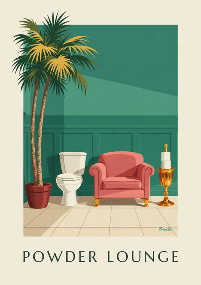 Lustiges Poster mit Toilette im Lounge-Stil und Toilettenpapier: das ganze Poster