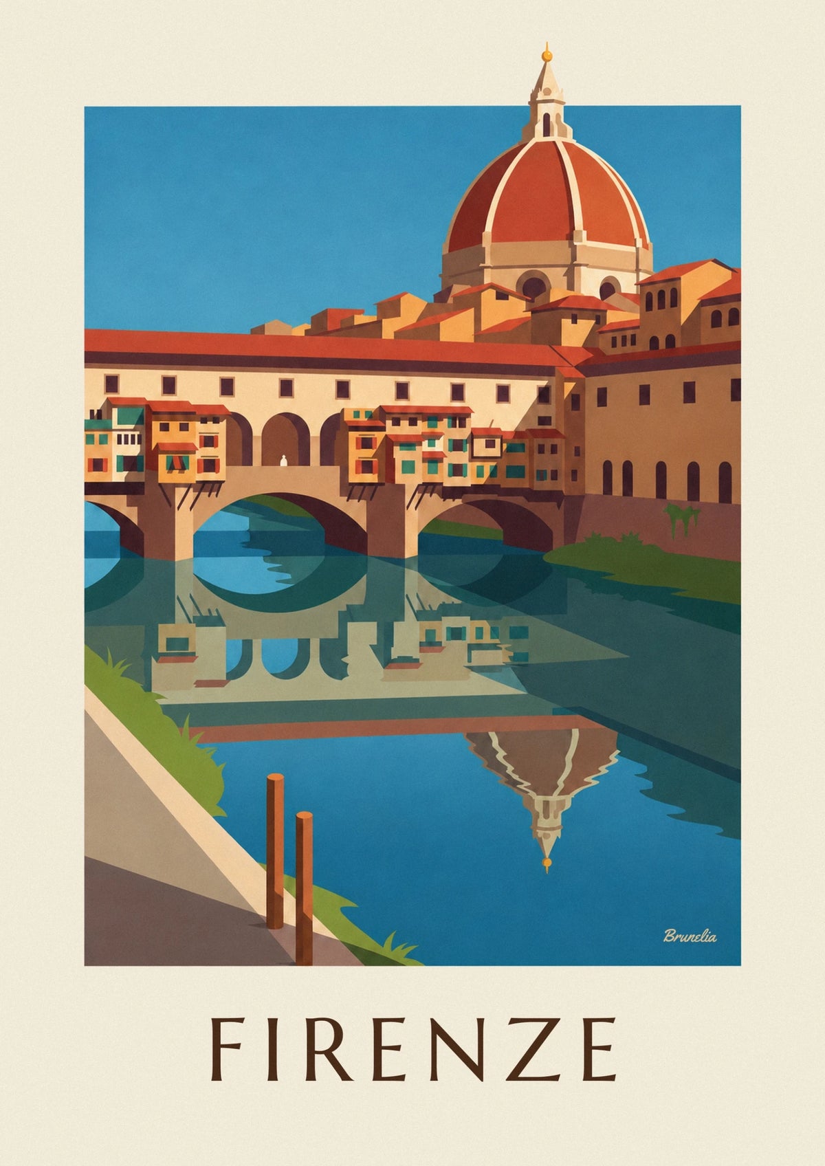 Poster Ponte Vecchio und Arno in Florenz