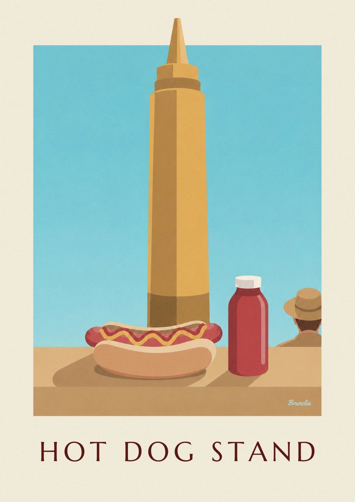Mustard and ketchup hot dog snack counter poster
