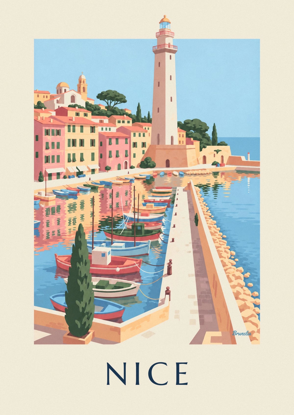 Poster Hafen Lympia in Nizza mit seinen Booten