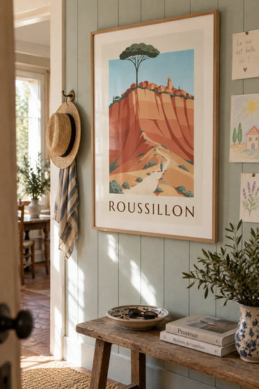 Poster Ockerfelsen von Roussillon in der Provence: gerahmt an der Wand