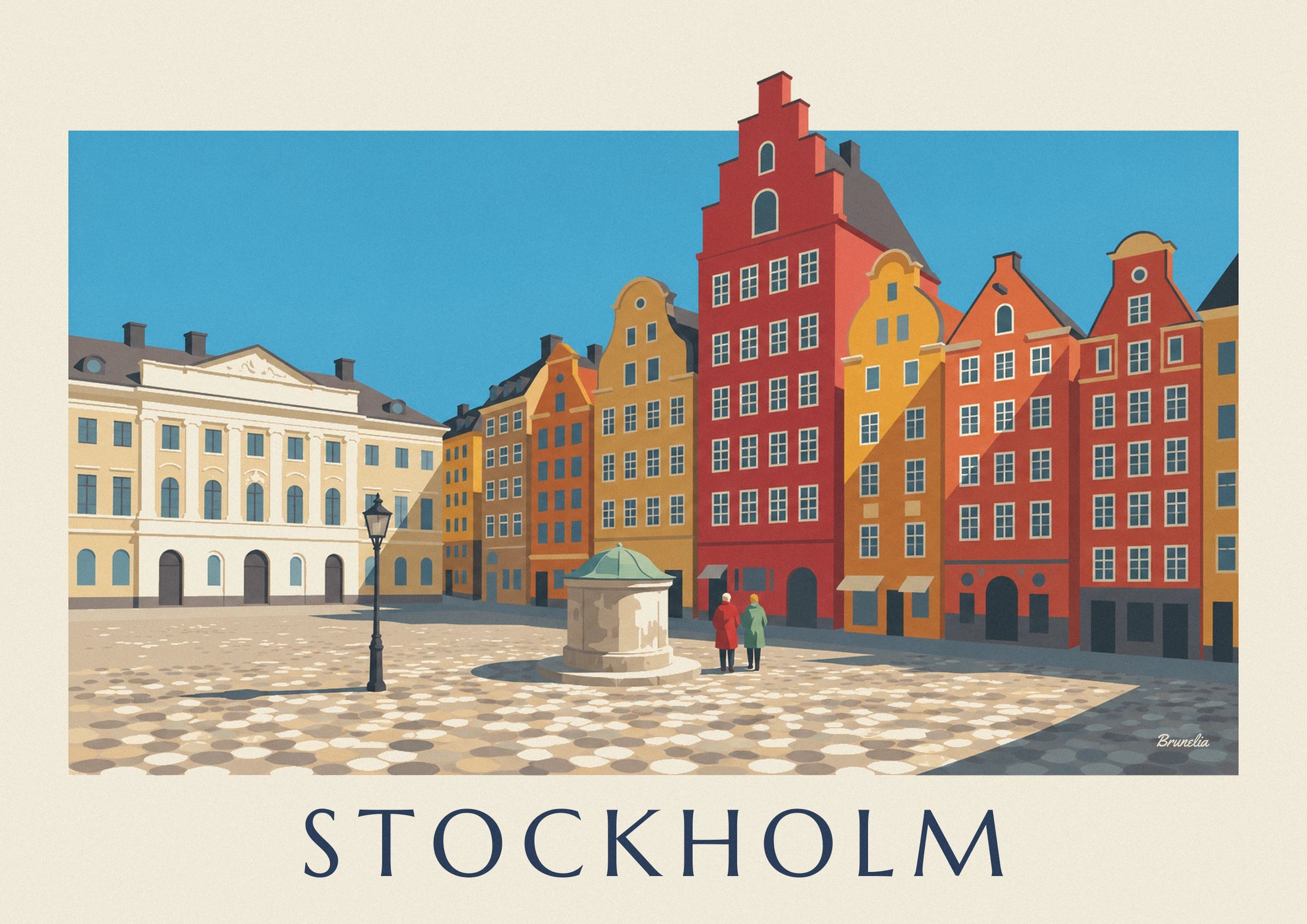 Colorful Stortorget facades in Stockholm’s Gamla stan poster: close-up detail