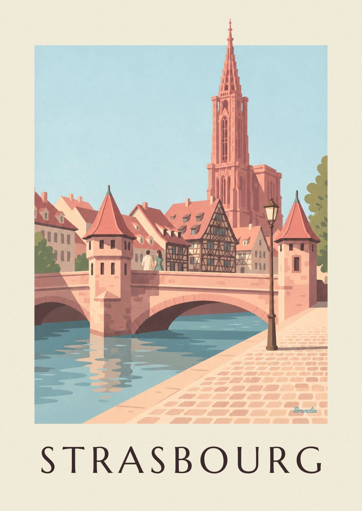 Strasbourg Cathedral and medieval bridge poster