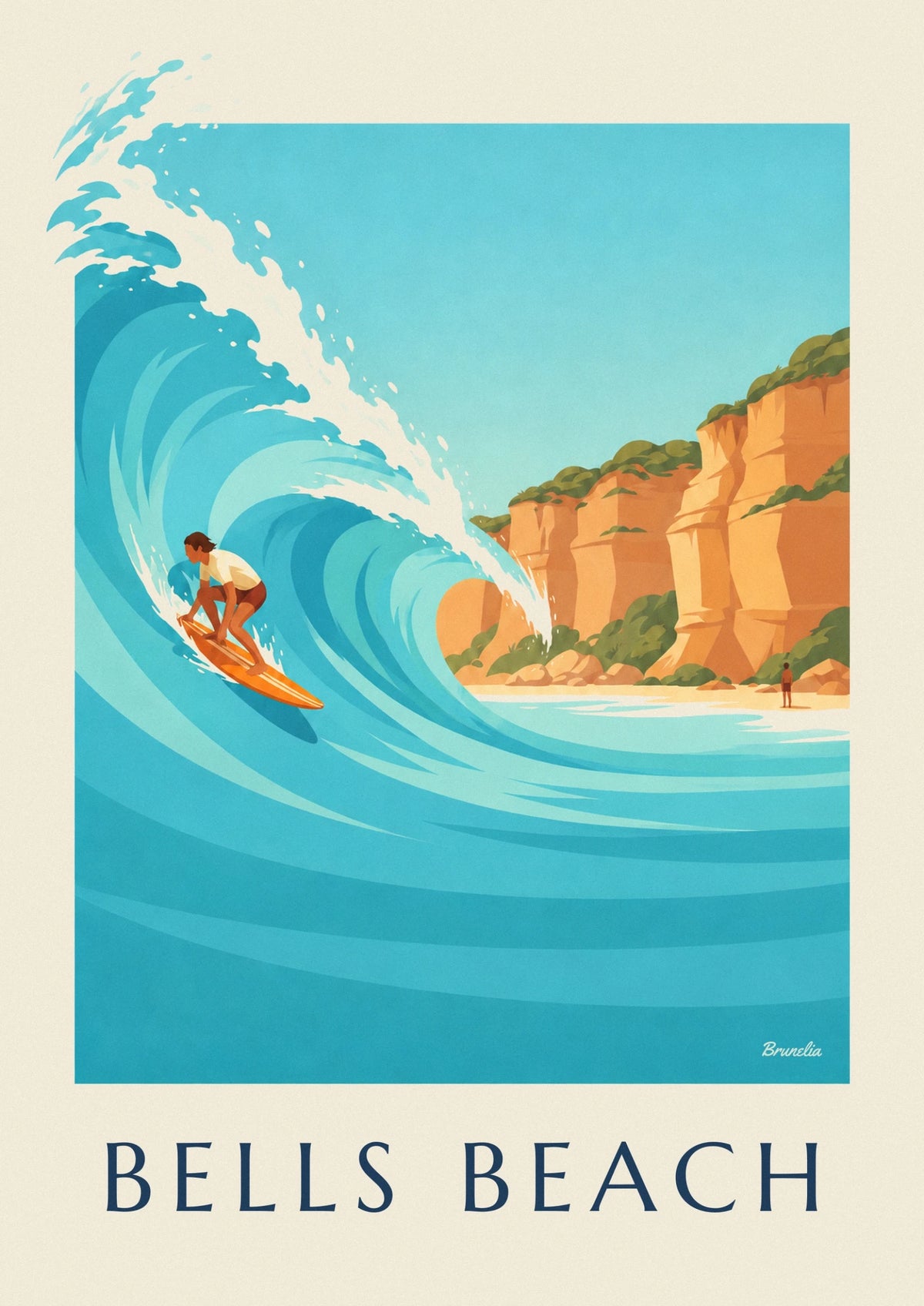 Surfer on the Bells Beach wave in Australia poster