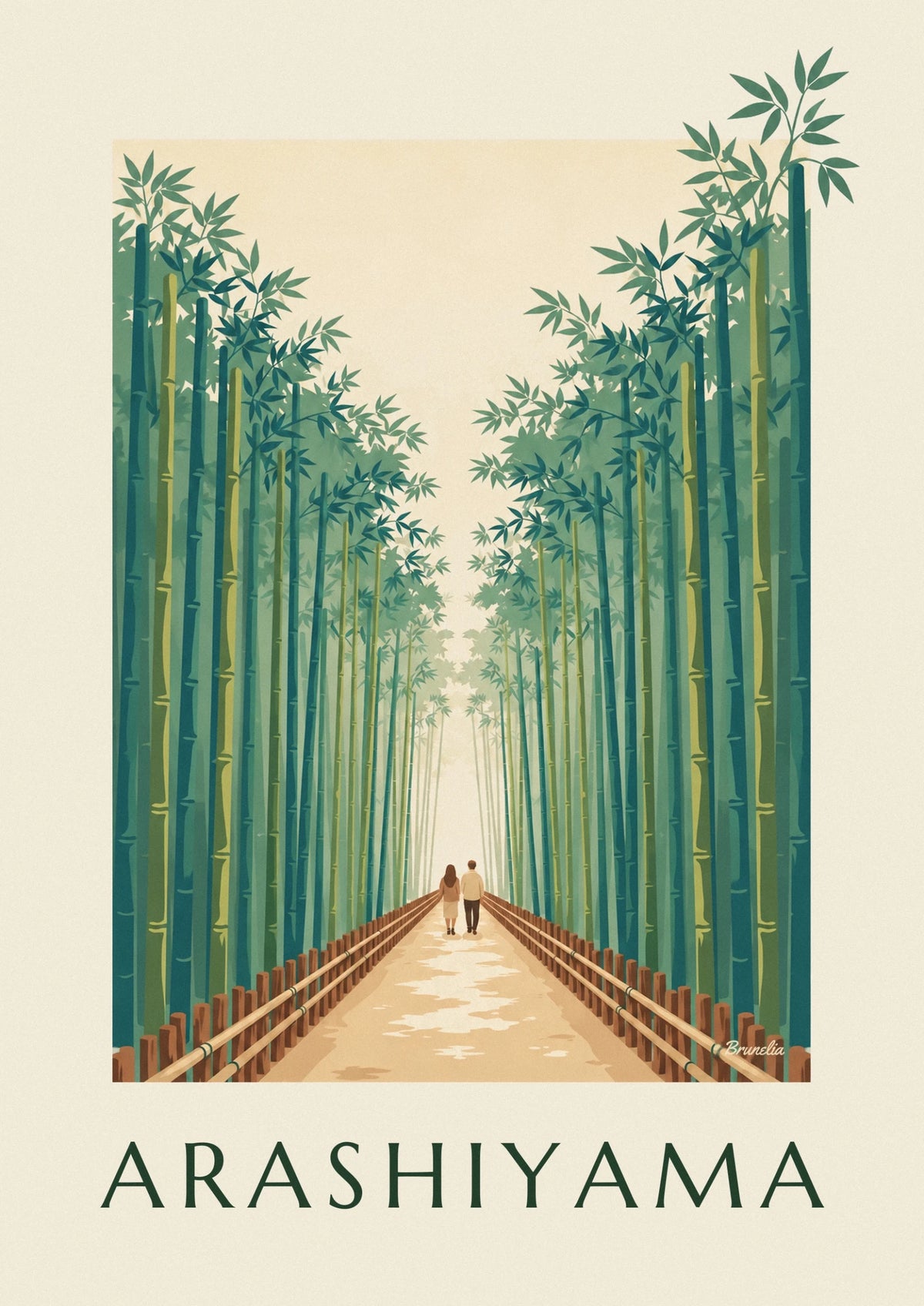 Poster Pfad durch den Bambushain von Arashiyama in Kyoto