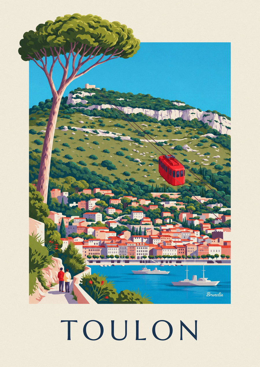 Mont Faron cable car above Toulon poster