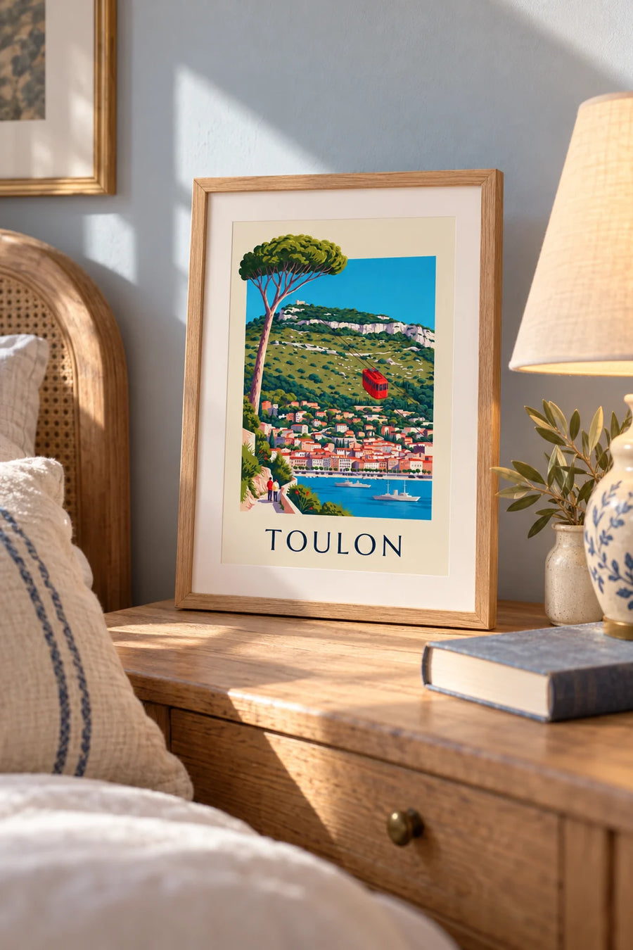 Affiche téléphérique du mont Faron au-dessus de Toulon : petit format A4 encadré