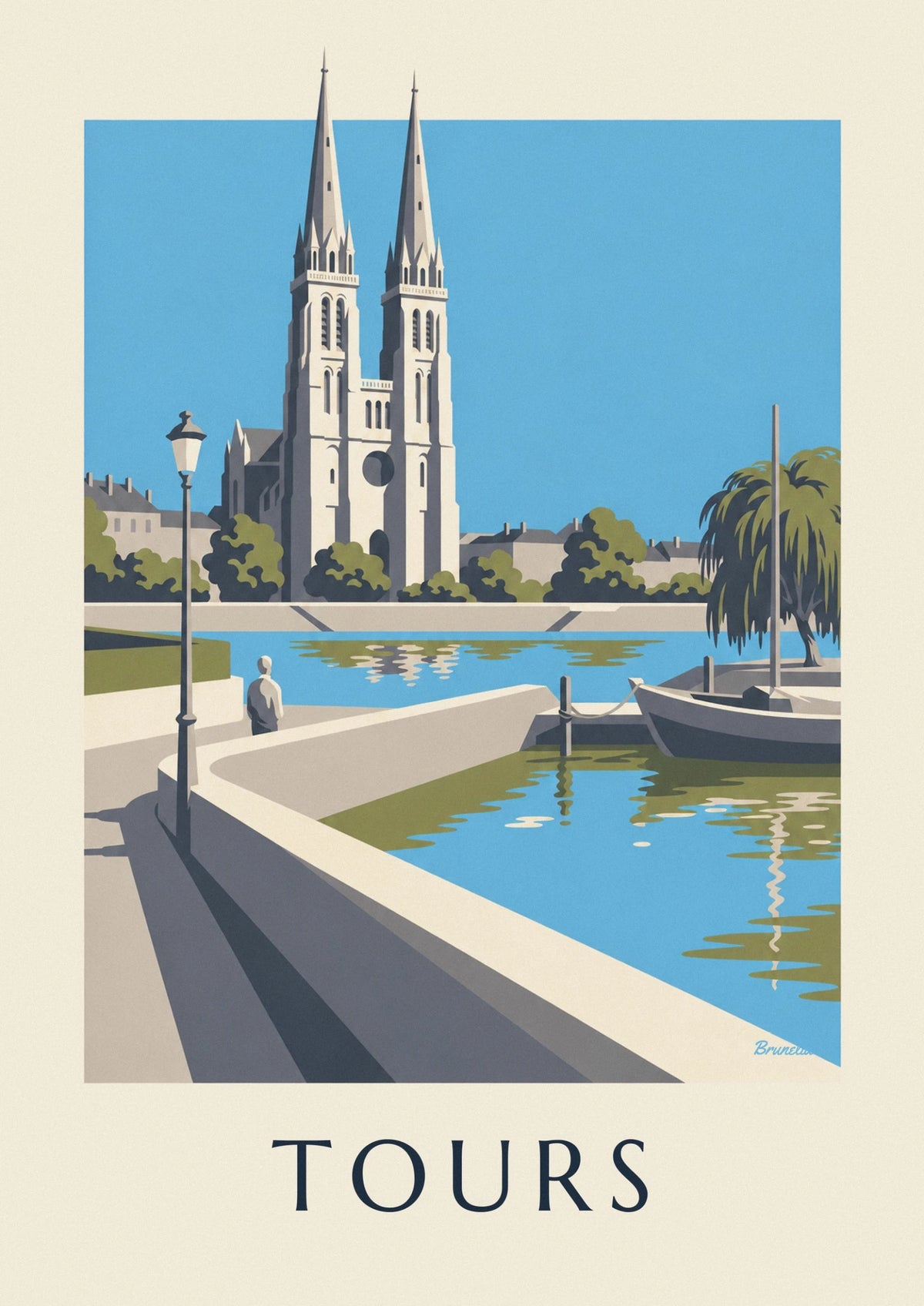 Poster Kathedrale von Tours und Loire-Ufer
