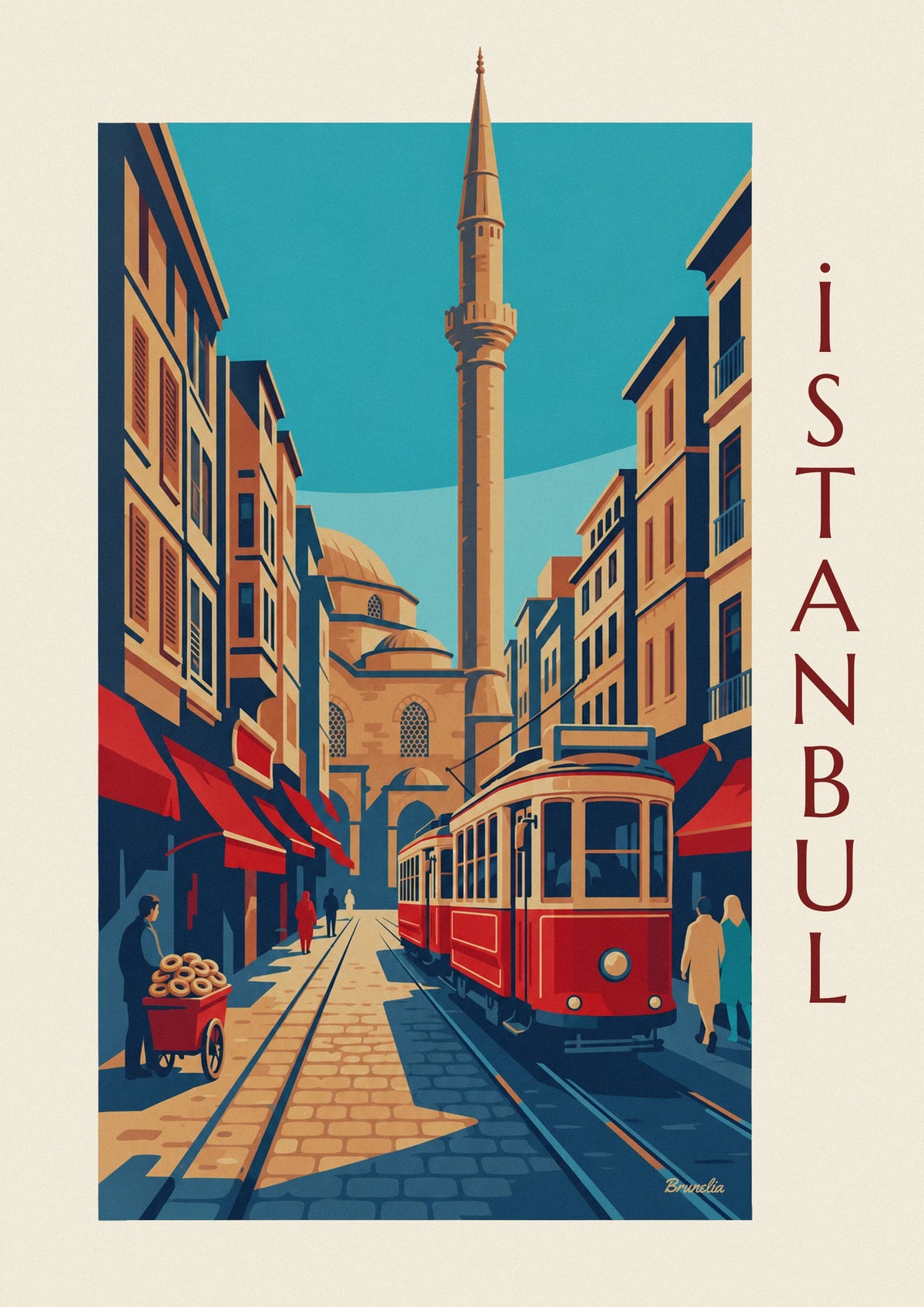 Affiche tramway historique sur l'avenue İstiklal à Istanbul