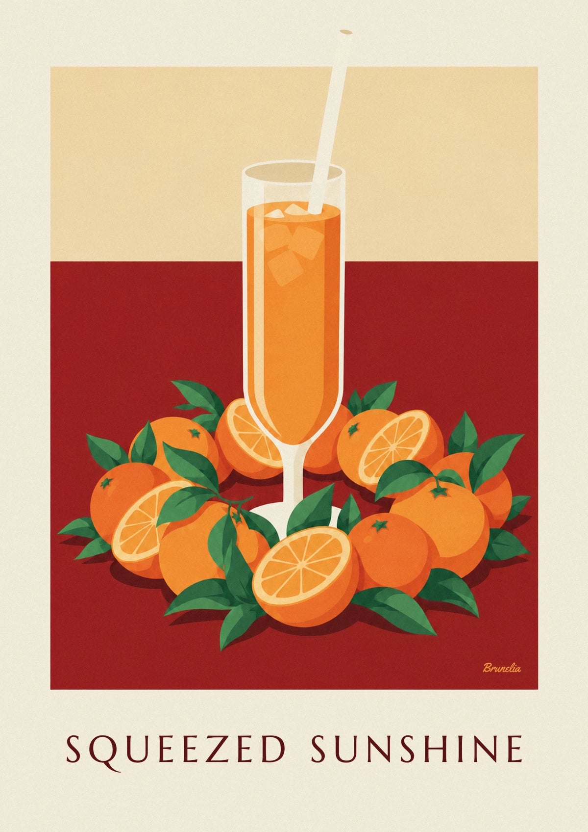 Fresh orange juice and orange wreath poster