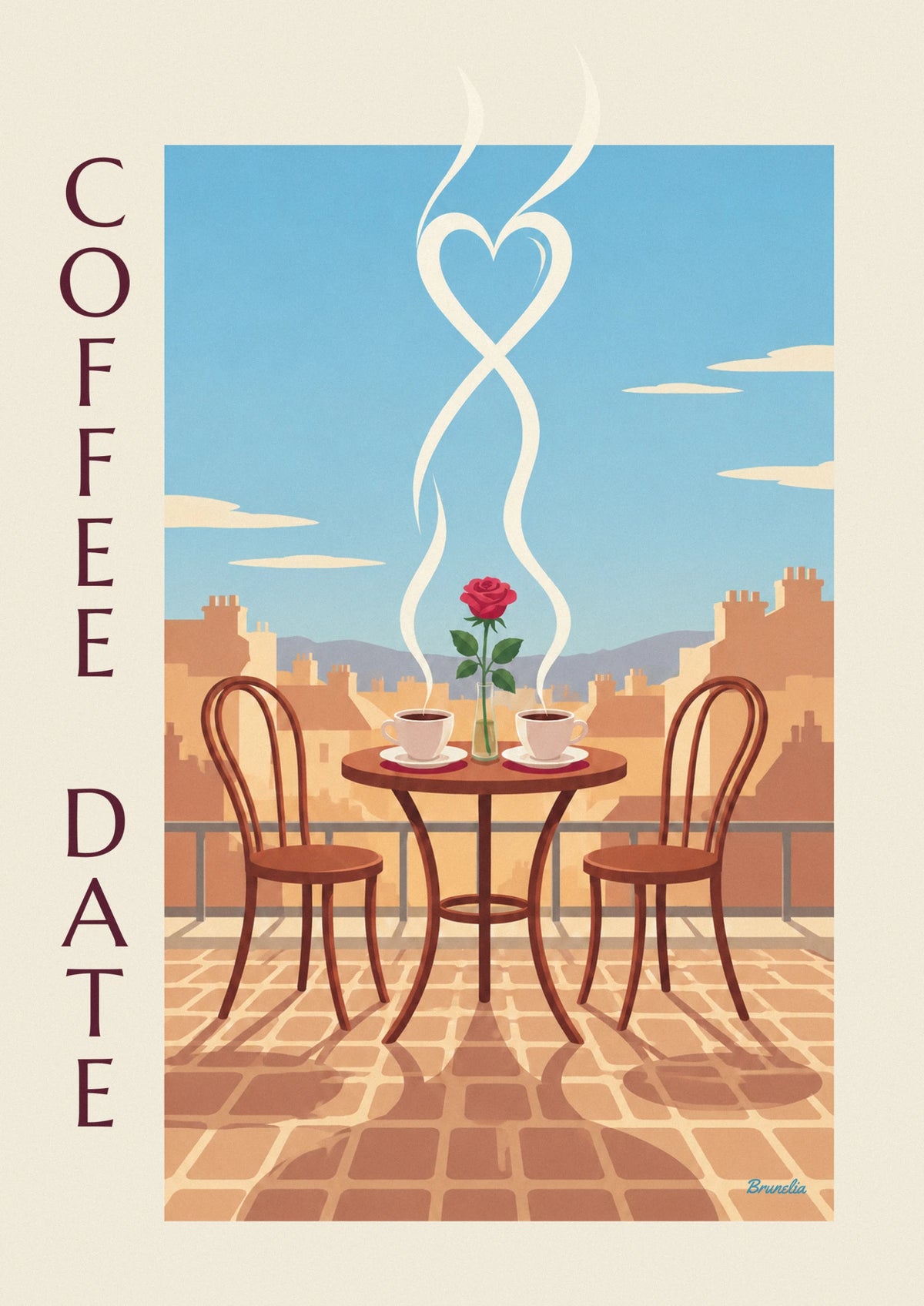 Poster 2 Kaffeetassen für ein romantisches Date