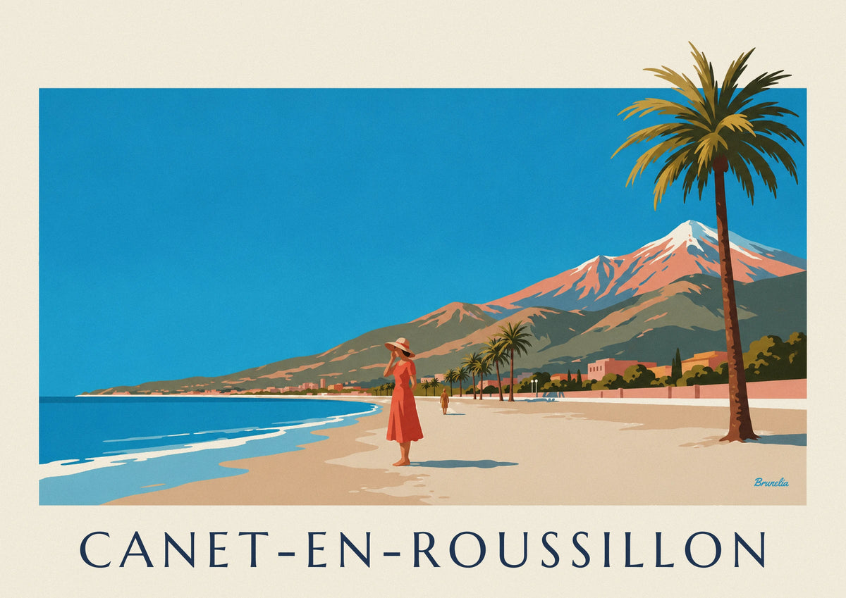 Poster Frau am Meer in Canet-en-Roussillon