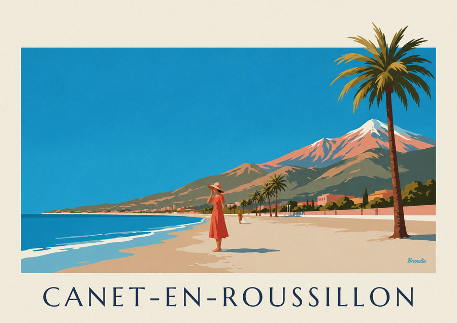 Affiche femme au bord de la mer à Canet-en-Roussillon