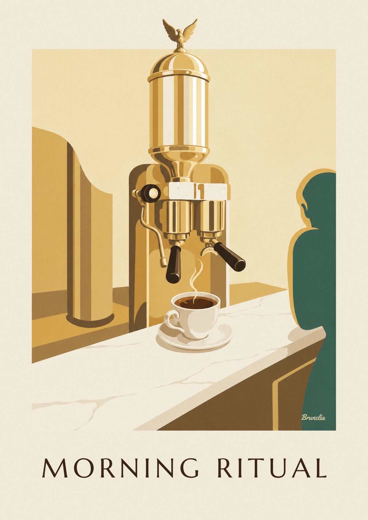 Poster italienische Espressotasse aus Porzellan