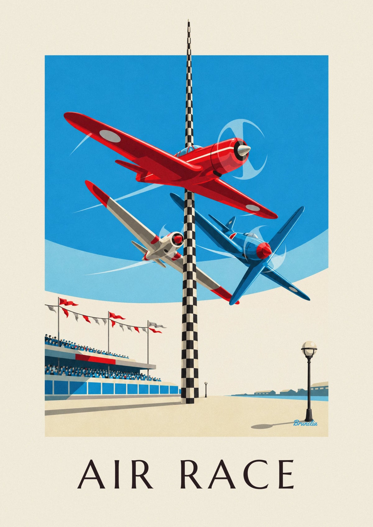 Poster Flugzeugrennen um einen Pylon beim Luft-Grand-Prix