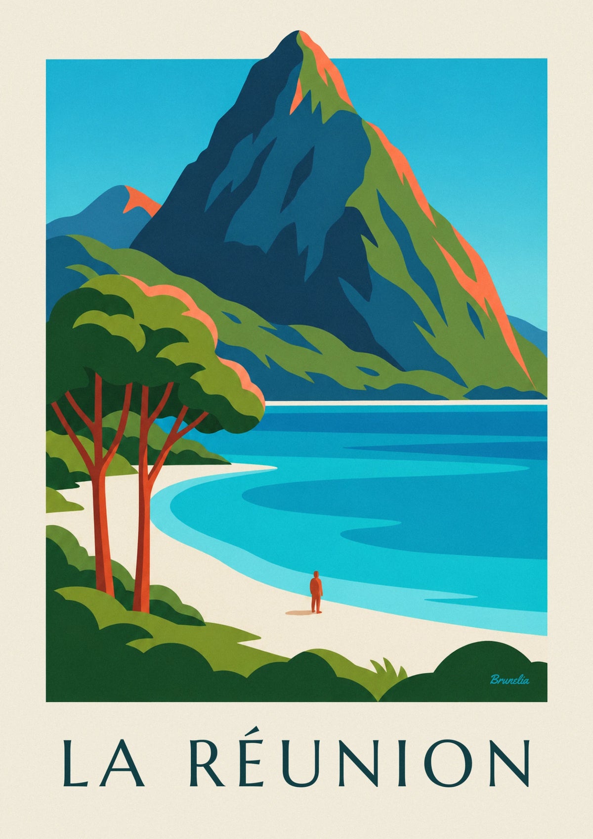 Poster Lagune und Piton des Neiges auf La Réunion
