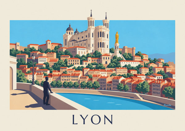 Poster Basilika Fourvière über der Altstadt von Lyon
