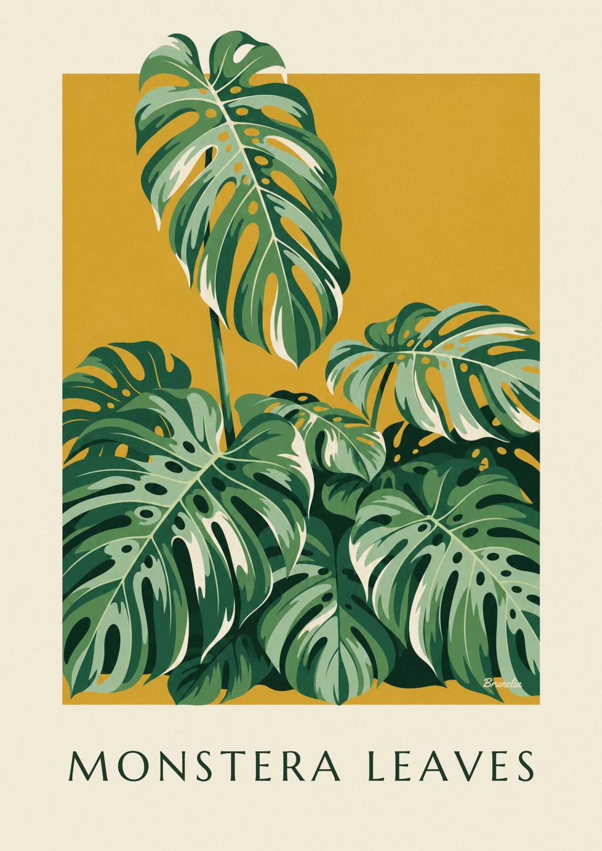 Lush monstera leaf bouquet poster