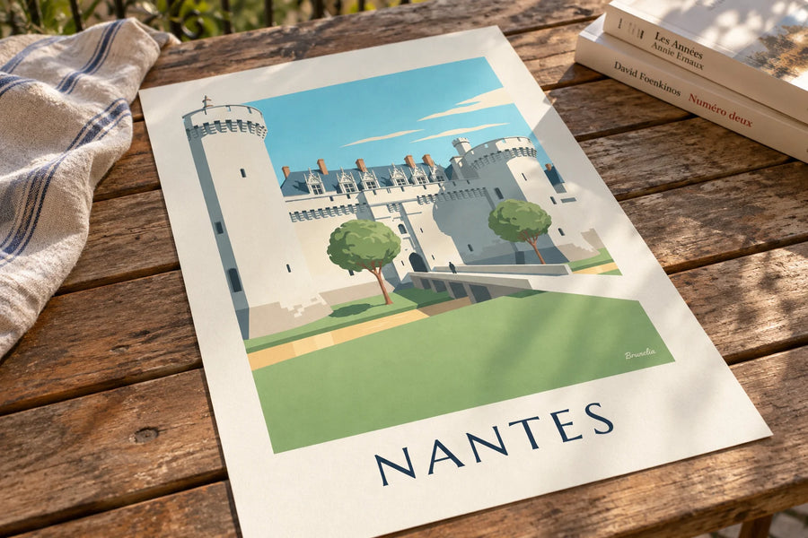 Poster Schloss der Herzöge der Bretagne in Nantes: auf einem Tisch abgestellt