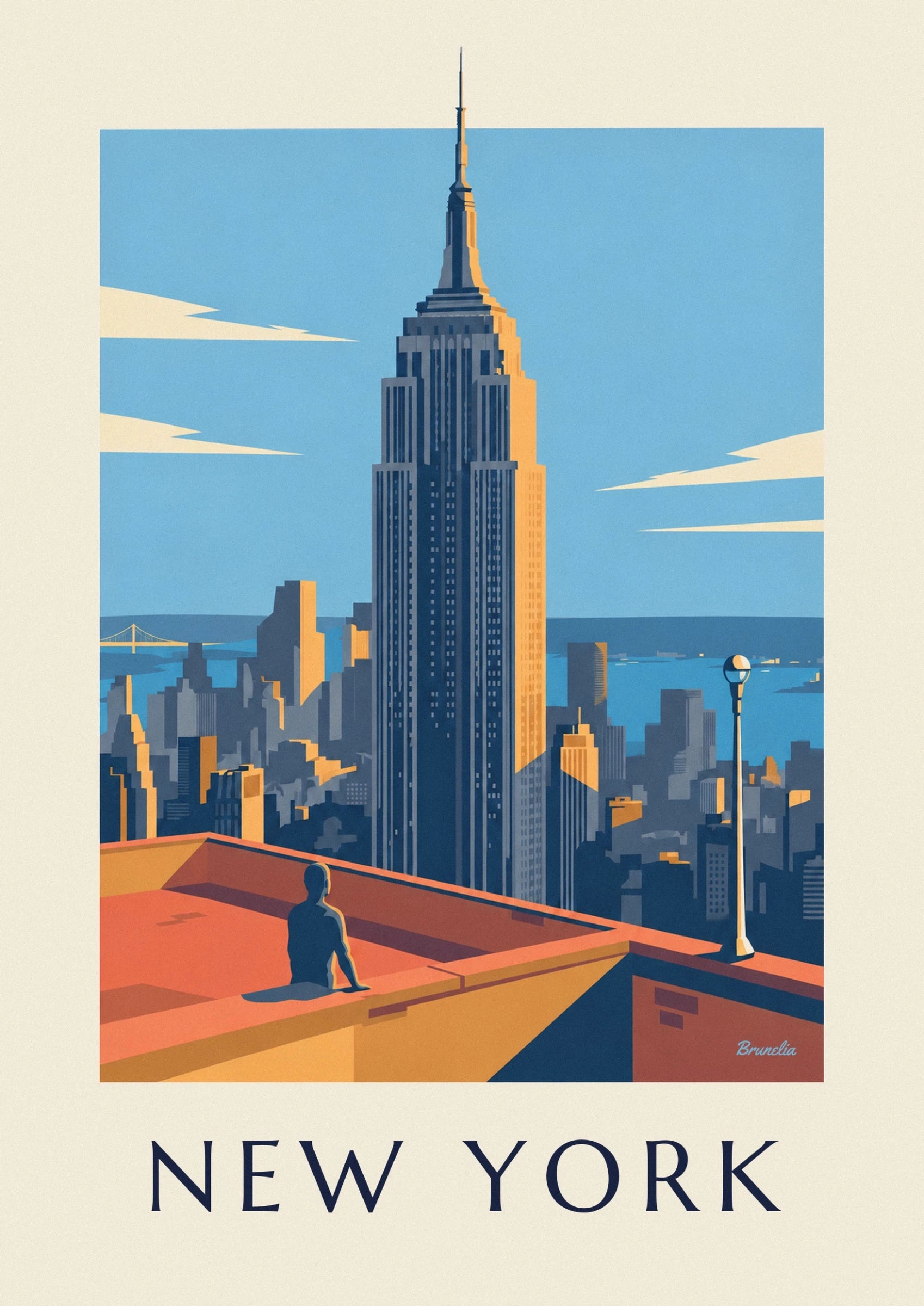 Die Spitze und die Fassaden des Empire State Building in goldenem Licht