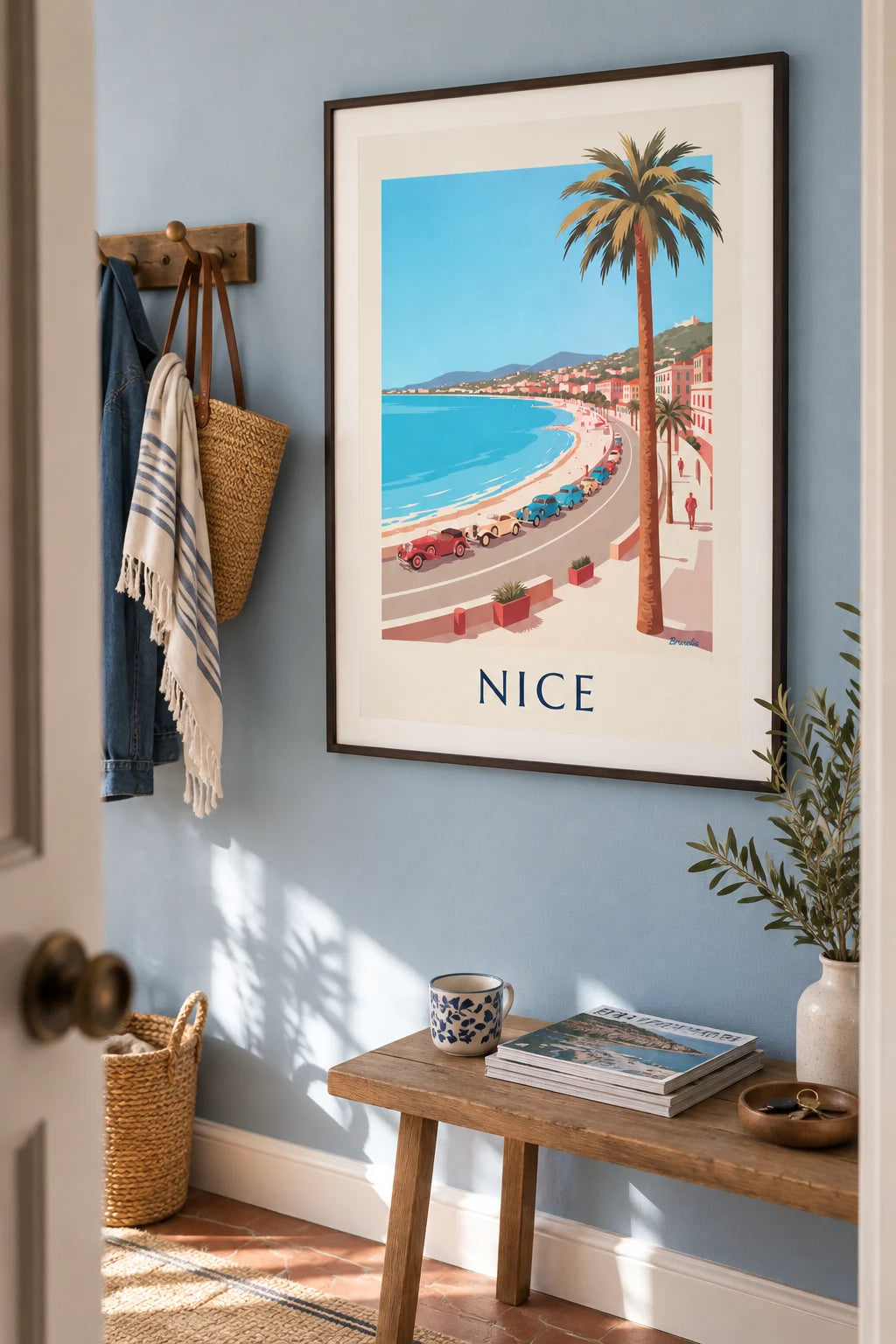 Classic cars on Nice’s Promenade des Anglais poster on the wall