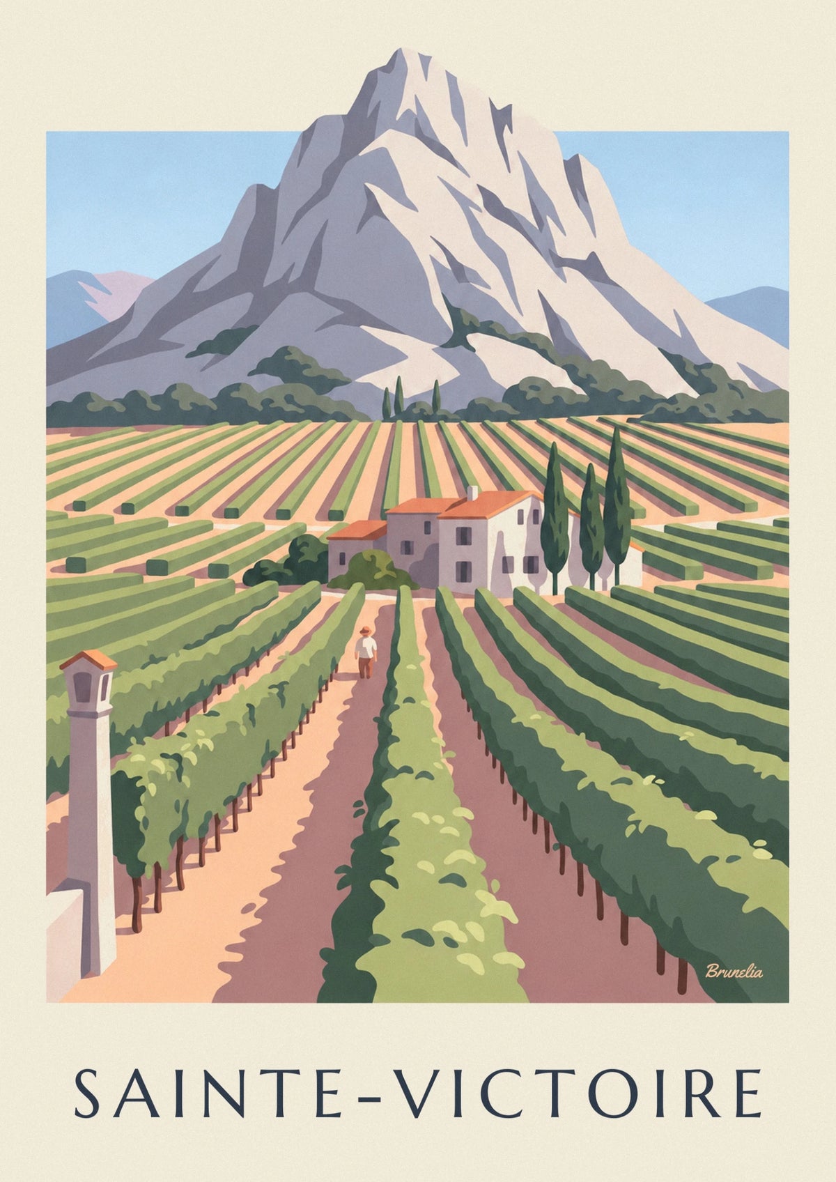 Poster Montagne Sainte-Victoire und Weinberge der Provence